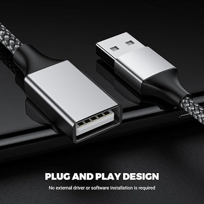 3.3FT USB A Male to 3 Female Extension Cable, USB Splitter 1 in 3 Out Support Charging and Data Transfer for Printer/Keyboard/Flash Drive/PlayStation/Laptop/LED Etc(Silver)