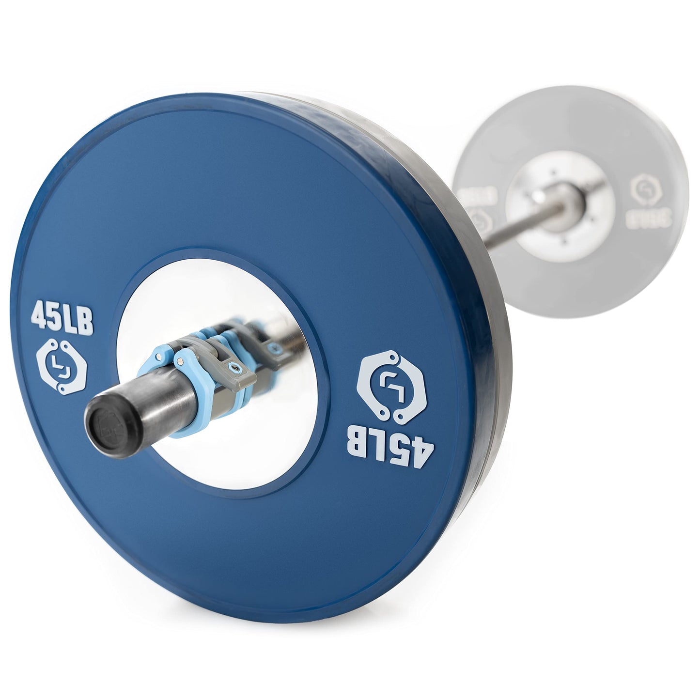 Lock-Jaw Barbell Collars HEX Olympic Barbell Clamps 2 Pcs – Heavy Duty Bar Clamps for 2” & 50mm Olympic Bars – Secure Weight Bar Clamps for Strength Training & Home Gym Accessories – Light Blue