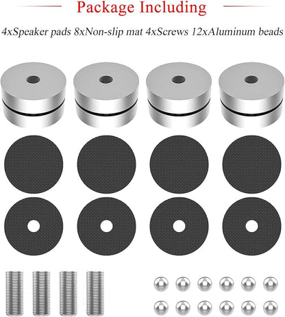 Audiocrast 4X HiFi Speaker Spike Pad Isolation Feet Stand Feet 40X23MM Shock Absorber with Stainless Steel Ball for Audio Speaker Subwoofer CD DVD Amplifier Turntable DAC