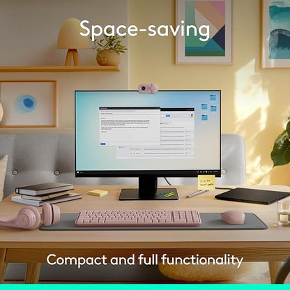 Logitech MK250 Bluetooth Wireless Mouse and Keyboard Combo: Fast & Easy Connectivity, Compact Wireless Keyboard, Ambidextrous Mouse, Durable Build - Windows/MacOS - Rose