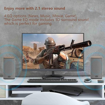 KEiiD 2.1 Bluetooth Computer Speakers with Wireless Subwoofer and Wireless Touchpad for Desktop Laptop Pc Stereo Gaming Speakers, 4 EQ Modes, Aesthetic Style with Great Sound Quality