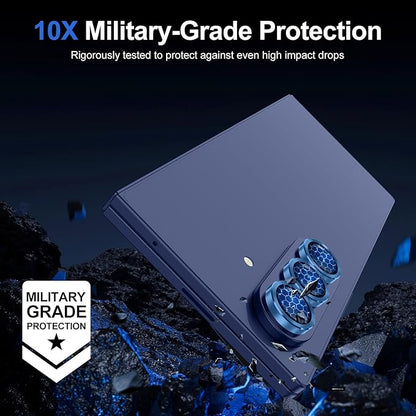 for Samsung Galaxy Z Fold 7 Camera Lens Protector, Individual Metal Ring Tempered Glass Lens Cover, [Strong Adsorption] Scratch Resistant Ultra-Thin HD Clear Lens Cover, 1 Set-Blue Shadow