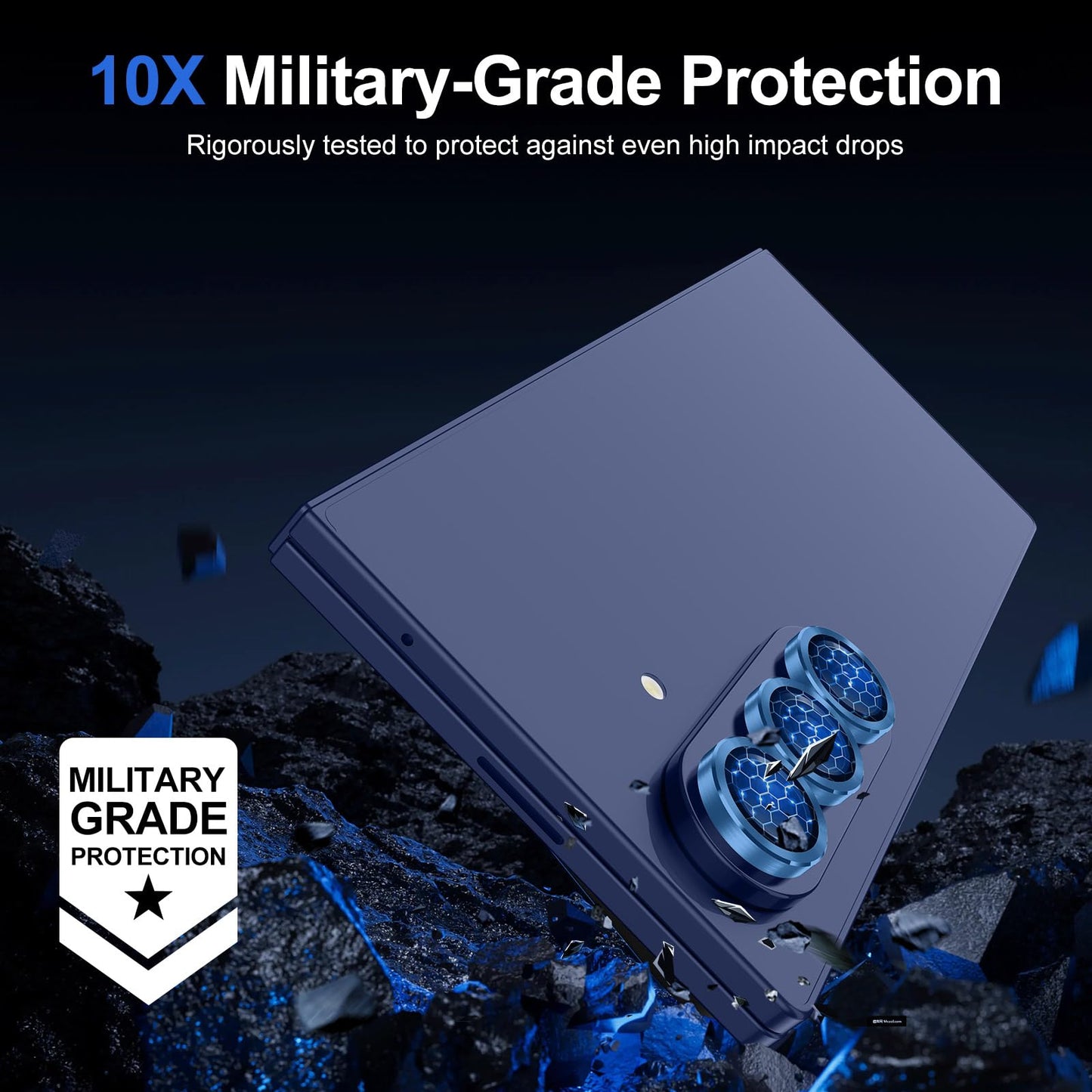 Avocase for Samsung Galaxy Z Fold 7 Camera Lens Protector, Individual Metal Ring Tempered Glass Lens Cover, [Strong Adsorption] Scratch Resistant Ultra-Thin HD Clear Lens Cover, 1 Set-Blue Shadow