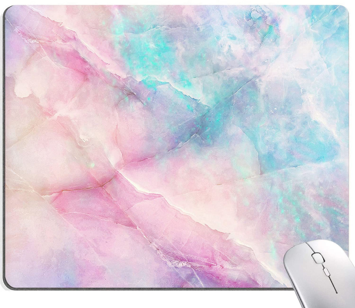 KUOSGM Mouse Pad, Premium-Textured Mouse Mat, Non-Slip Rubber Base Mousepad for Laptop, Computer & PC,9.5×7.9 in,Pink Green Flower