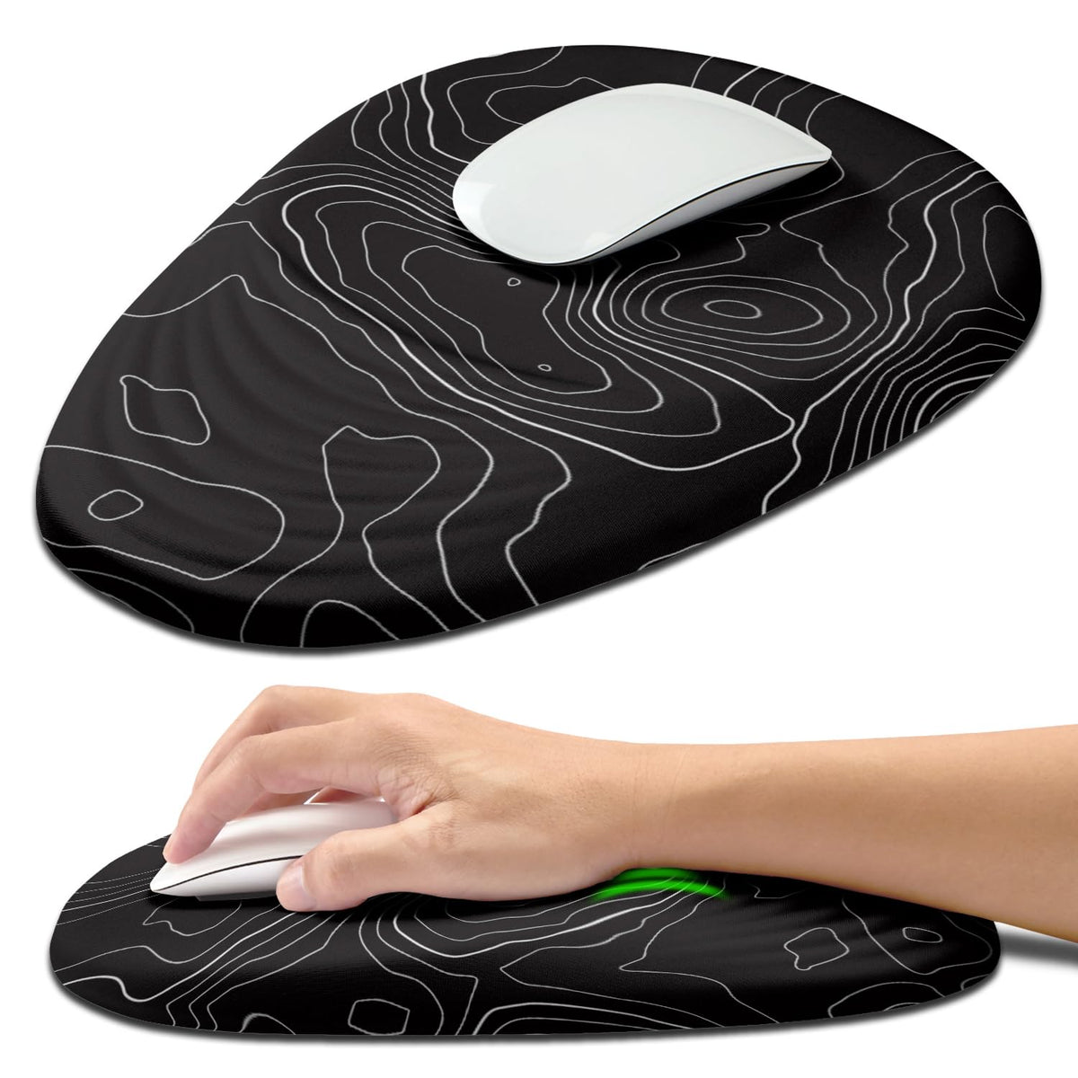 Hokafenle Ergonomic Mouse Pad Wrist Support with Stepped-Wedge Design, Wrist Rest Pain Relief Mousepad Filled with Memory Foam, Carpal Tunnel Mousepad for Wireless Mouse(12x8 inch, Pink Flower)
