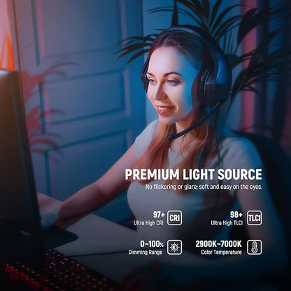NEEWER GL1 PRO 15.5" Key Light for Streaming, Video Lighting with 2.4G PC/Mac iOS/Android APP Control, 2800LM LED Panel Light with Desk Clamp Compatible with Elgato Stream Deck for Gaming Zoom, Gray