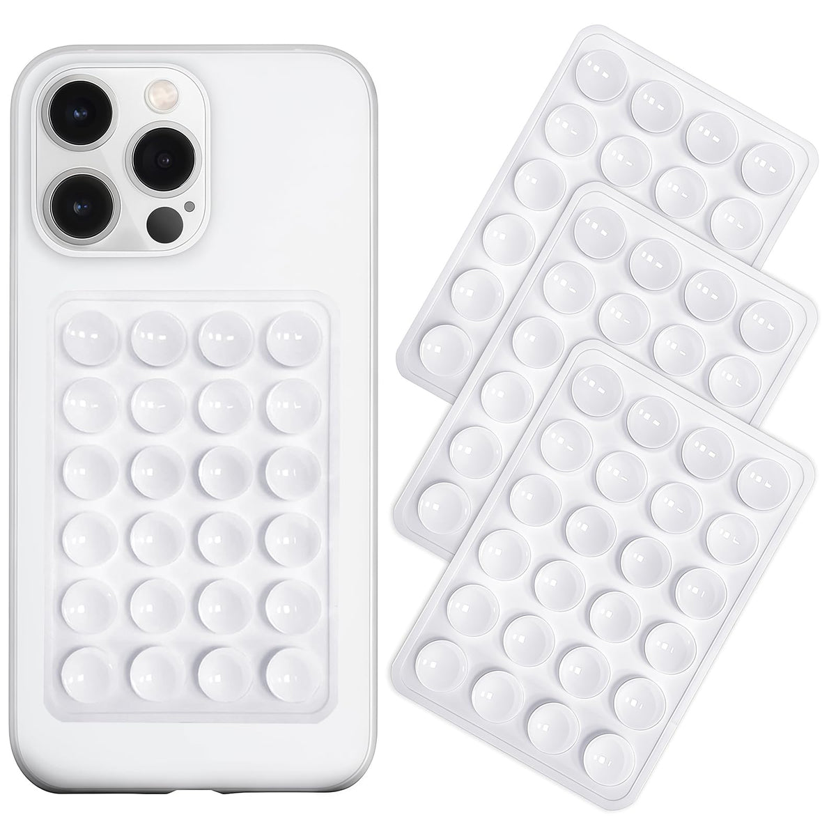 Anteel Silicone Suction Phone Case Mount 3 Pack, Silicon Adhesive Suction Cup Phone Mount, Non Slip Sticky Phone Grip for Cellphone, Strong Grip Holder for Selfies and Videos (Baby Blue)