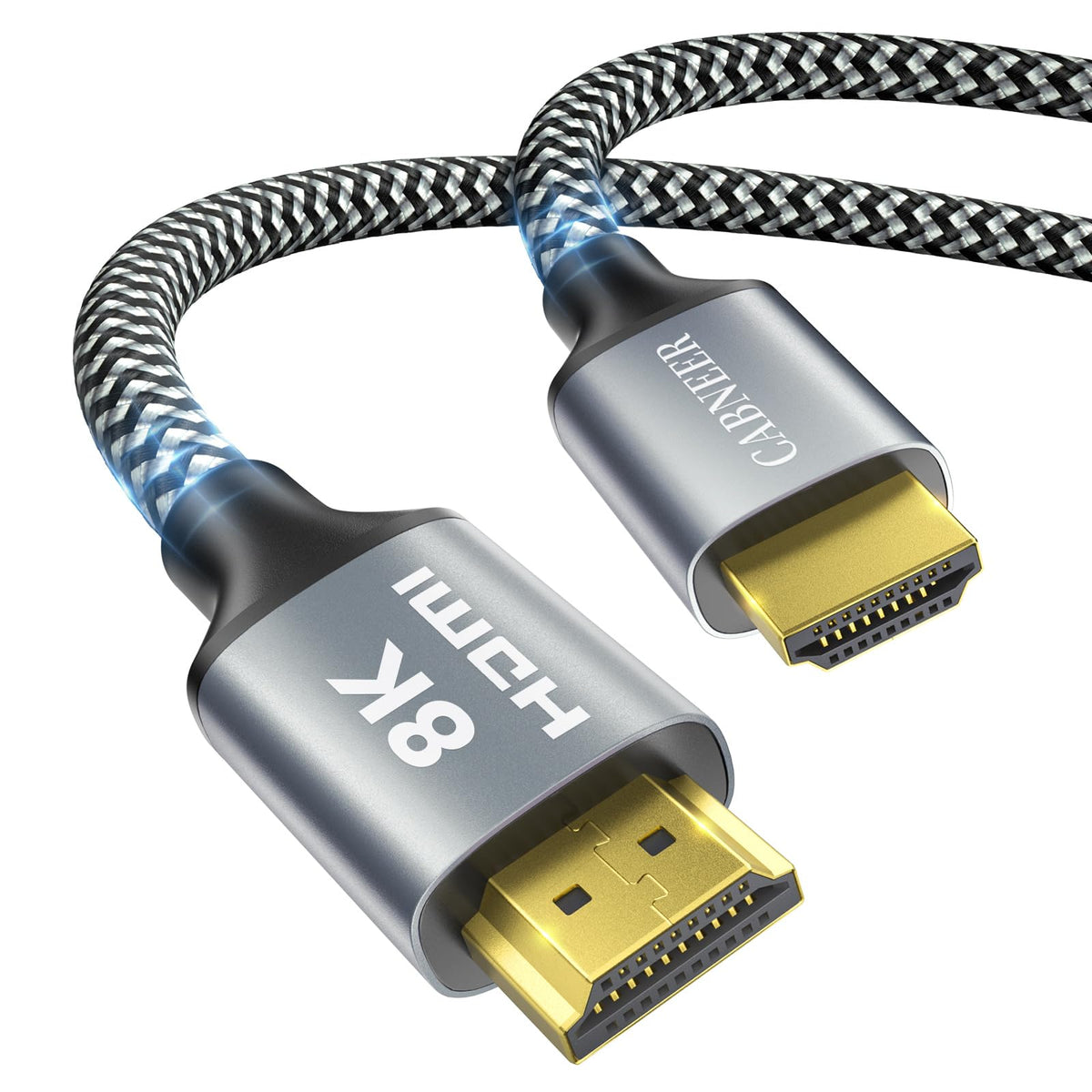 CABNEER 8K HDMI Cable 4 ft, 48Gbps High Speed HDMI 2.1 Cable, HDMI Cord 8K@60Hz 4K@120Hz Support for HDR eARC HDCP 2.2&2.3, HDMI Cable 2.1 Compatible with HDTV, Laptop, Monitor, PC