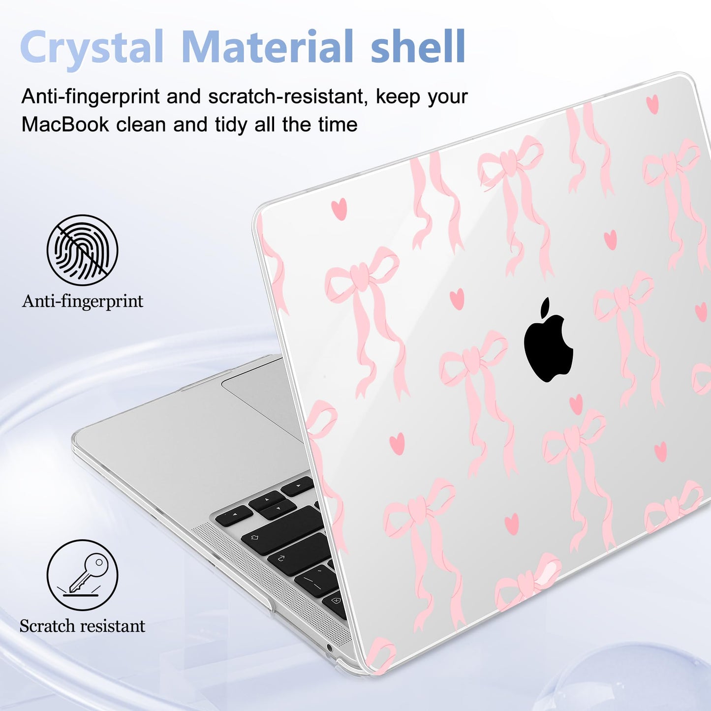 Lepeoac Case for MacBook Pro 13 inch Case M2 2022-2016 A2338 M1 A2251 A2289 A2159 A1989 A1708 A1706, Plastic Hard Shell + Keyboard Cover + Dust Plug, Bow