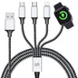 Multi Charging Cable for Apple Watch, Magnetic Wireless Charger, 4 in 1 Nylon Braided Cord for Multiple Devices, USB C/Micro Port/Compatible with iWatch Series 10-1/iPhone 16 15 14/iPad/Android - 6FT