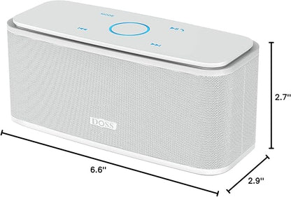 DOSS SoundBox Touch Wireless Bluetooth Speaker with 12W HD Sound and Bass, IPX5 Water-Resistant, 20H Playtime, Handsfree, Portable for Office, Home, Outdoor, Travel-White