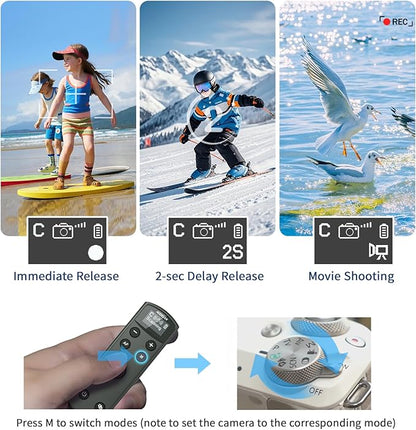 AODELAN for Canon Rechargeable Wireless Shutter Release Camera Remote Control Zoom Focus Compatible with R50,G7X Mark III,R6 Mark II,R5,R6,M6 Mark II,M200,M50,90D,200D,Replace Canon BR-E1(Black)