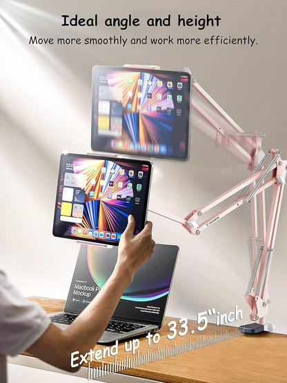 Foldable Tablet Stand, Tablet Mount Adjustable for Bed,Universal Flexible Tablet Holder with 360 Degree Rotation for iPad/iPhoneX/iPad Pro/N-Switch,or Other 4.5~13.5 Inches Devices (Pink)
