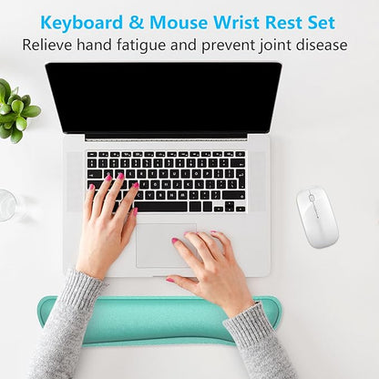 Dapesuom Enlarge Keyboard Wrist Rest Pad, Cute Memory Foam Wrist Rest for Computer Keyboard, Ergonomic Keyboard Mouse Wrist Support for Typing Pain Relief, Comfort for Office, Gaming, Laptop, Green