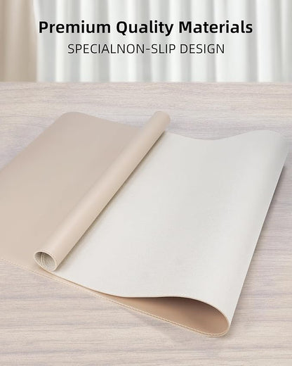 AFIING Extra Large Desk Mat - 55"x 24" Non-Slip Desk Pad for Office and Home - Ideal for Large Mouse Pad and Desk Mats on Top of Desks(Beige)