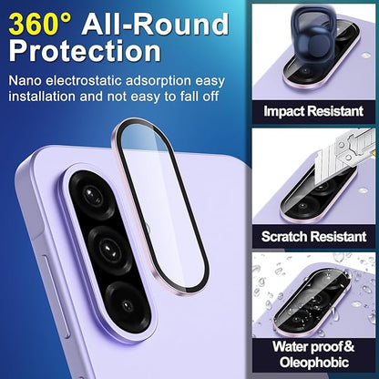 for Samsung Galaxy A36/A56 Camera Lens Protector, Individual Metal Ring Tempered Glass Lens Cover, [Strong Adsorption] Scratch Resistant Ultra-Thin HD Clear Lens Cover, 1 Set-Purple