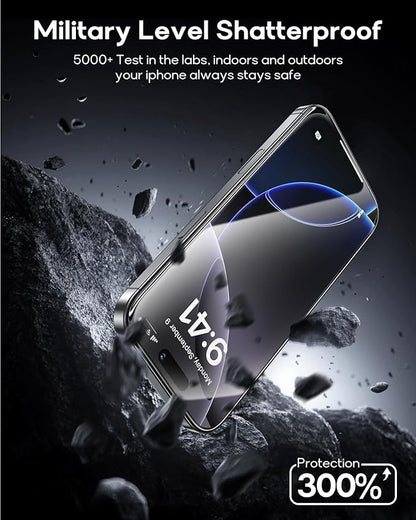 3 Pack for iPhone 14 Pro Max Tempered Glass Screen Protector:9H+ Durable, Auto Positioning, Bubble Free, High Definition, Easy Installation