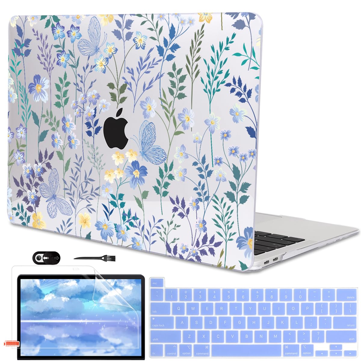 LCMOCICO for MacBook Pro 13 inch Case 2022 2021 2020 Release A2338 M2 M1 A2289 A2251, Printed Pattern Plastic Hard Shell Cover for MacBook Pro 13.3-inch Touch Bar Fits Touch ID, Meadow Wildflower