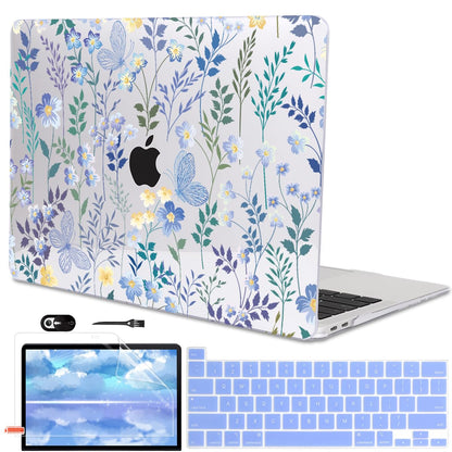 LCMOCICO for MacBook Pro 13 inch Case 2022 2021 2020 Release A2338 M2 M1 A2289 A2251, Printed Pattern Plastic Hard Shell Cover for MacBook Pro 13.3-inch Touch Bar Fits Touch ID, Meadow Wildflower