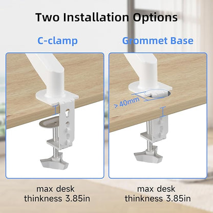 Suptek Single Monitor Mount Adjustable Gas Spring Monitor Arm Desk Mount Stand Fits 17 20 22 23 24 26 27 32 33 inch Monitors,Holds up to 22 lbs,White(MD18W)