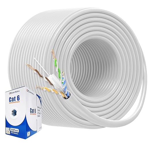 Cable Matters [UL Listed] 10Gbps in-Wall Riser Rated (CMR) 23AWG Bare Copper Cat6 Ethernet Cable - 500ft, Solid, UTP Cat 6 Ethernet Cable Spool, Cat 6 Cord Bulk, White