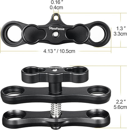 MINIFOCUS 1" Long Ball Clamp Dual Holder Mount for Underwater Photography Diving Light System, Compatible for GoPro Action Camera Flashlight Arms System(2 PCS)
