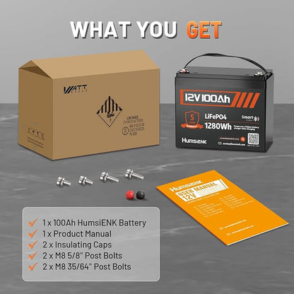 12V 100Ah LiFePO4 Lithium Battery with Bluetooth - BCI Group 24 15000+ Deep Cycle Battery, Built-in 100A BMS & Low-Temp Protection, for RV/Marine/Trolling Motor/Off-Grid/Home Backup