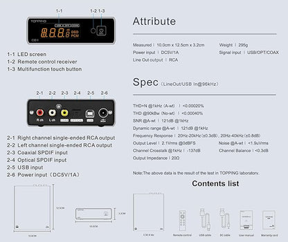 Topping E30II lite DAC Preamp - AK4493S Hi-Res XMOS XU208 DAC 32Bit/768kHz DSD512 DSD Direct Mode for USB/Coax/Opt Inputs RCA HiFi Stereo Digital Audio Decoder(Silver)
