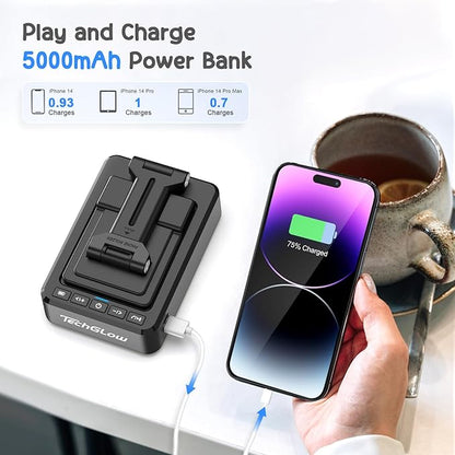 TechGlow Foldable Cellphone Stand with Bluetooth Speaker and Power Bank Birthday Gifts for Men Women Mother Father Boy Girl Teens Cool Tech Gadgets