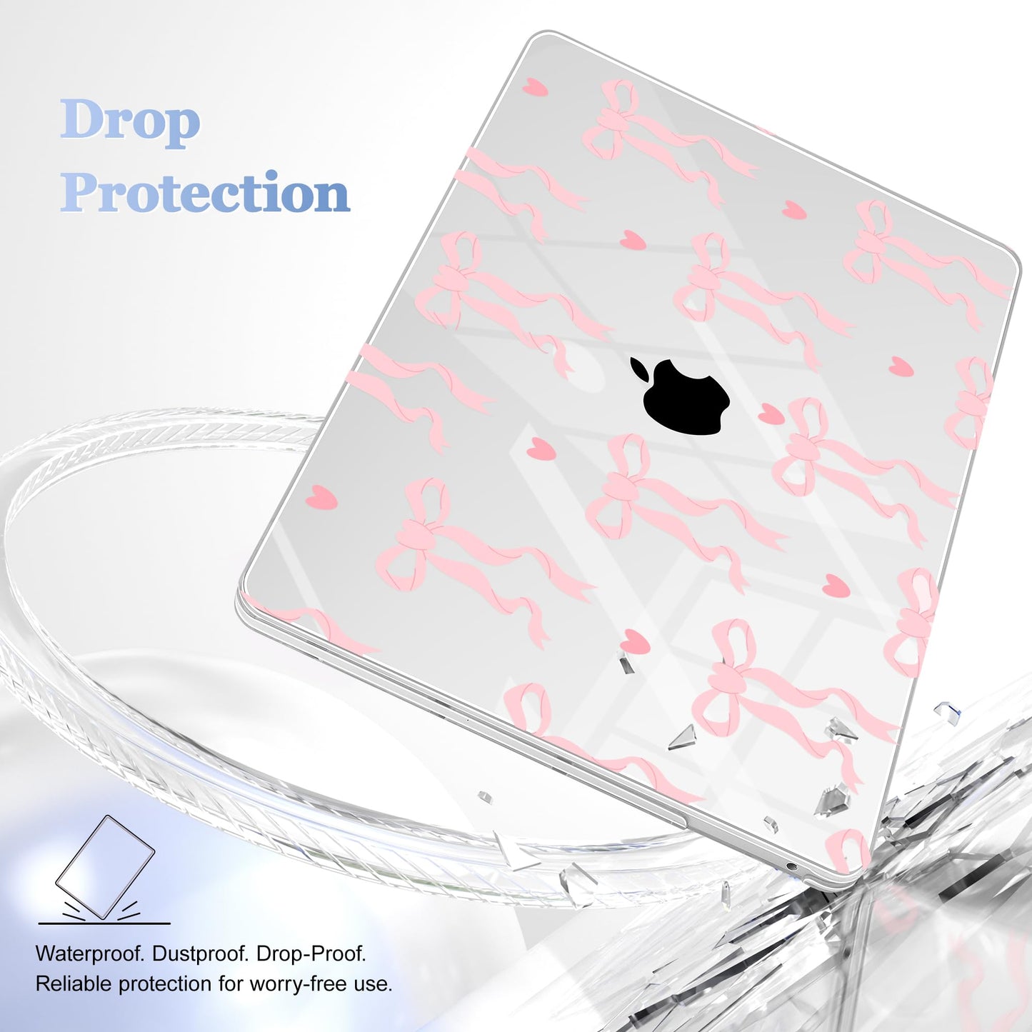 Lepeoac Case for MacBook Pro 13 inch Case M2 2022-2016 A2338 M1 A2251 A2289 A2159 A1989 A1708 A1706, Plastic Hard Shell + Keyboard Cover + Dust Plug, Bow