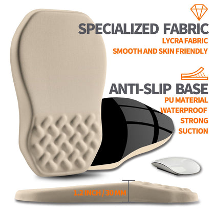Armanza Ergonomic Slope Mouse Pad Wrist Support, Wrist Rest Mousepad for Carpal Tunnel Pain Relief with Massage Bulge and Slow Rebound Memory Foam (12x8 inch, Apricot)