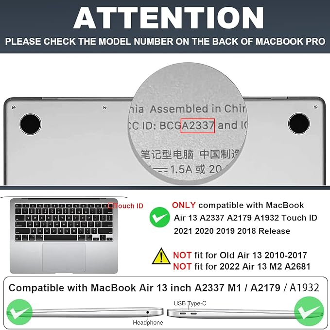 for MacBook Air 13 inch Case 2021 2020 2019 2018 Release M1 A2337 A2179 A1932 Retina Display with Touch ID, Shiny Plastic Hard Shell Case Keyboard Cover Screen Protector, Astronaut Moon