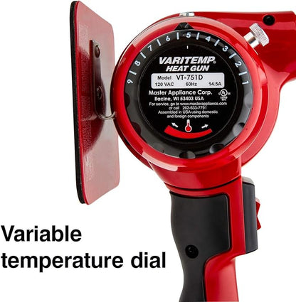 Master Appliance VT-751D Industrial Heat Gun, Quick Change Plug-In Heating Element, Variable Temperature Heat Gun, 130F to 1200F, 120V, 1740W, 14.5 Amps, Engineered In USA