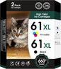 61XL 61 XL Ink Cartridges High Yield Replacement for HP Ink 61 61 XL 61XL for Envy 4500 4501 4502 5530 Deskjet 1000 1010 1050 1510 2510 2540 3000 Officejet 2620 4630 Printer (1 Black,1 Color)