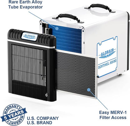 ALORAIR Basement/Crawlspace Dehumidifiers 198 PPD (Saturation), 90 Pints (AHAM), 5 Years Limited Warranty, Condensate Pump, Auto Defrosting, Rare Earth Alloy Tube Evaporator, Remote Control (optional)