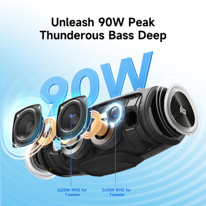 TAZATA Outdoor Speakers Bluetooth Wireless, 90W, Loud