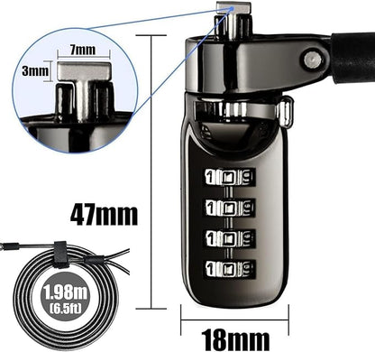 I3C Laptop Cable Lock 4 Digital Combination Lock Security Computer Cable Lock Anti Theft Combination Lock Compatible for Tablet Laptop (1 Pack)