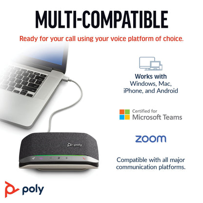 Poly Sync 20 USB-C Personal Portable Smart Speakerphone (Plantronics) – Long Battery Life – Noise/Echo Reduction -Works w/Teams (Certified), Zoom, PC, Mac, Mobile – Amazon Exclusive