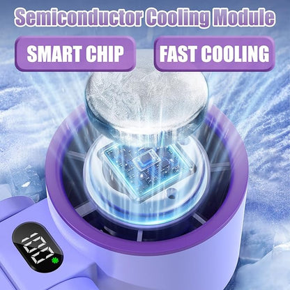 Portable Handheld Fan Rechargeable 100 Speeds Turbo Ice Cooling Fan Personal Mini Fan Small Foldable 3-IN-1 Neck/Desk/Hand Fan, Travel Essentials Gifts for Women Men/Violet