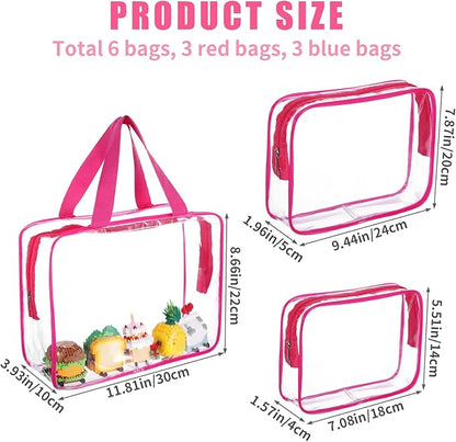 6 PCS Waterproof Toy Storage Bags With Zipper, Clear Toy Storage Organizer, Portable Organizer For Blocks, Puzzles, Books, Board Games, Clay(Red, Blue)