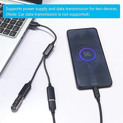 USB Splitter Cable 1FT, USB A Male to Dual USB A Female Y Splitter Adapter 1 in 2 Out, Power & Data with OTG Function Intelligent Chip, for Smartphone, Laptop, Car etc