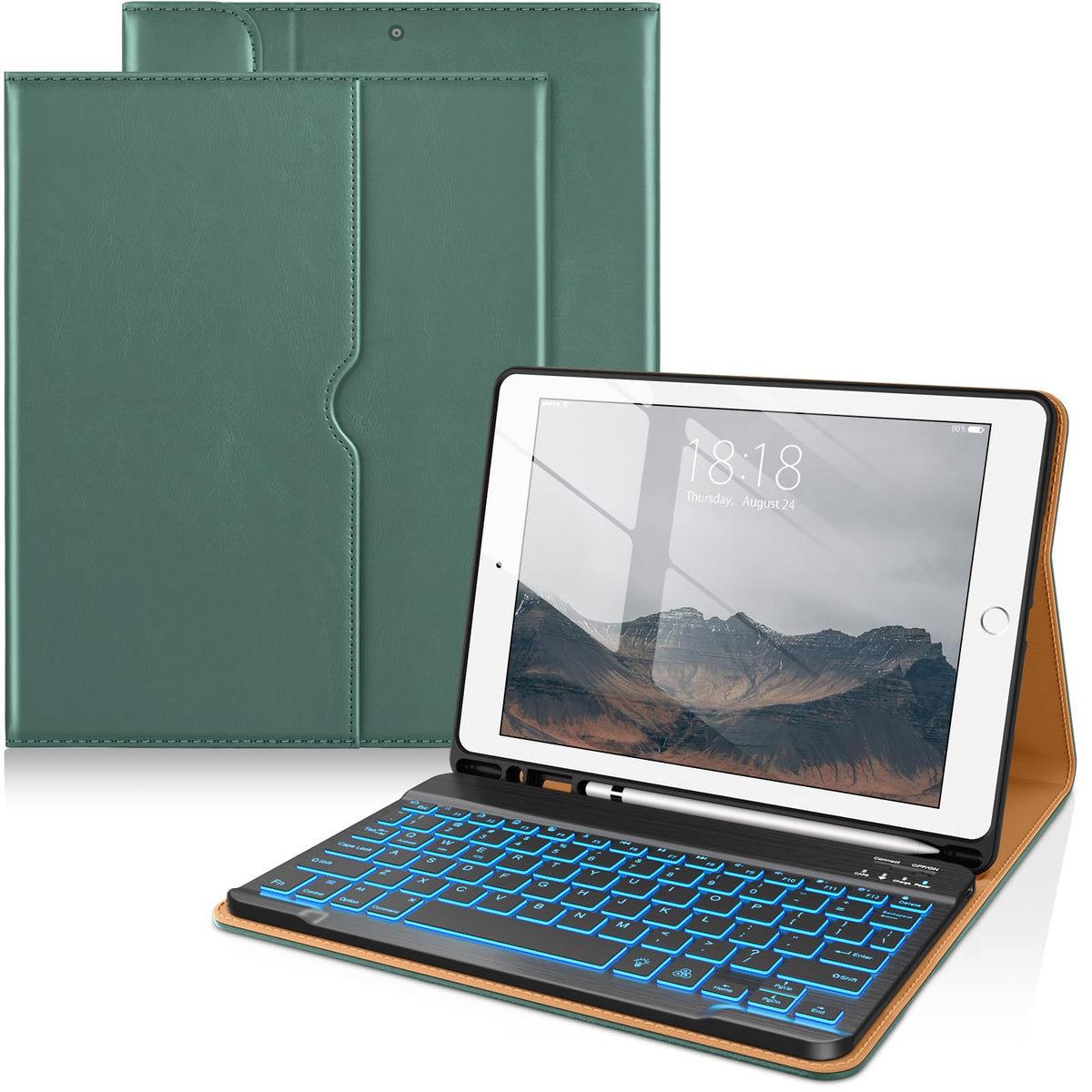 DTTO for iPad 9th/8th/7th Generation Case with Keyboard, Black Brown