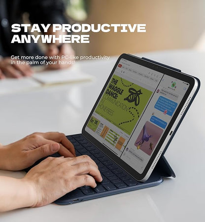 Dexnor for iPad (A16) 11th/10th Generation Case with Keyboard Ultra-Light Magnetic Detachable Folio Keyboard Cover Multi-Touch Trackpad Backlit for iPad 10th Gen 10.9" (2022)/11th Gen (2025), Blue
