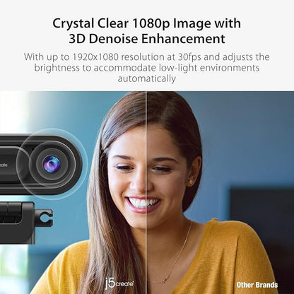 j5create 1080P Dual Mode Webcam and Document Camera with Auto & Manual Focus, Magnetic Privacy Cover for PC, Laptops | for Live Streaming, Video Calls, Online Meetings, Online Classes (JVU250)