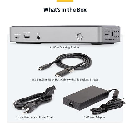 StarTech USB4 Driverless Dock, Triple 4K 60Hz, HDMI or DP, 100W, 2.5GbE