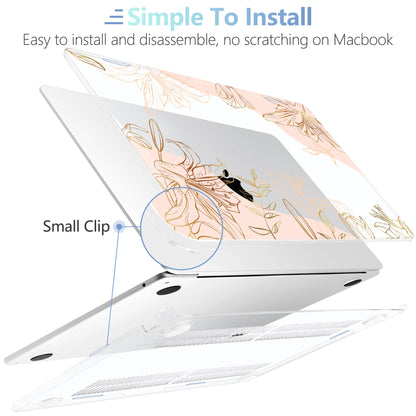 MEEgoodo for M5/M4/M3/M2 MacBook Air 15 inch Case 2026 2025 2024 2023, Case Fit Model (A3448/A3241/A3114/A2941) for MacBook Air 15.3 inch, Gold Flowers Lilies