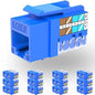 Rapink RJ45 Keystone Jack Cat6 10G Support, Keystone Jacks UTP 25 Pack for Wall Plate and Patch Panel, Rj45 Keystone 90 Degree Blue Color for Cat6, Cat5e, Cat5 Cabling