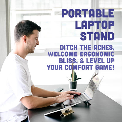 Steepy Portable Laptop Stand for Desk – Adjustable Height, & Portable Laptop Holder – Ergonomic Computer Stand for Cooling & Comfort – Slip-Proof, Sturdy Design – Universal Fit for 13-17 Inch Devices