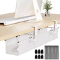 Under Desk Cable Management Tray 27.2" - No Drill Computer Wire Organizer Cable Tray, Cord Hider Clamp Mount with 16X Cable Ties PC Cables Management Cord Holder for Office/Home (Upgrade Fabric,Black)