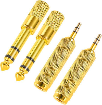 4 Pack Headphone Jack Adapter - 3.5mm (1/8 inch) Male to 6.35mm (1/4 inch) Female and 6.35mm (1/4) to 3.5mm (1/8) Audio Adapter for Player, Headphone, Guitar Amplifier